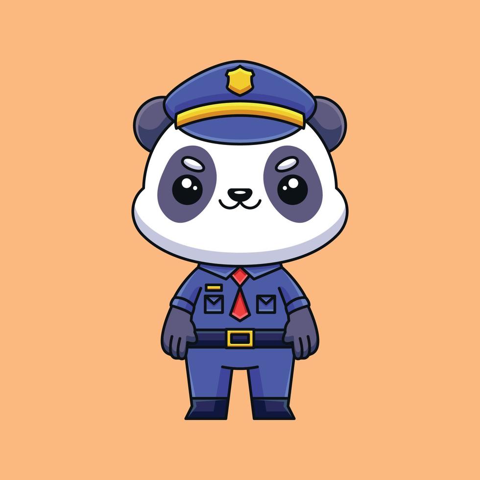 niedliche polizei panda cartoon doodle handgezeichnete konzept vektor kawaii symbol illustration