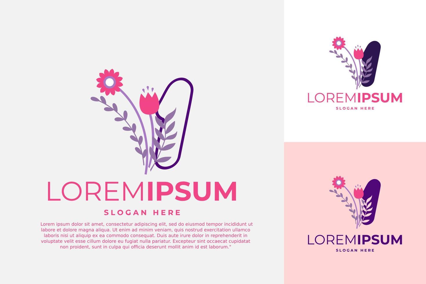 numerisk 1 logotyp design vektor mall illustration med blommor