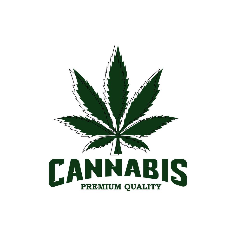 grön cannabis blad logotyp vektor, ikon och symbol, på en vit bakgrund vektor