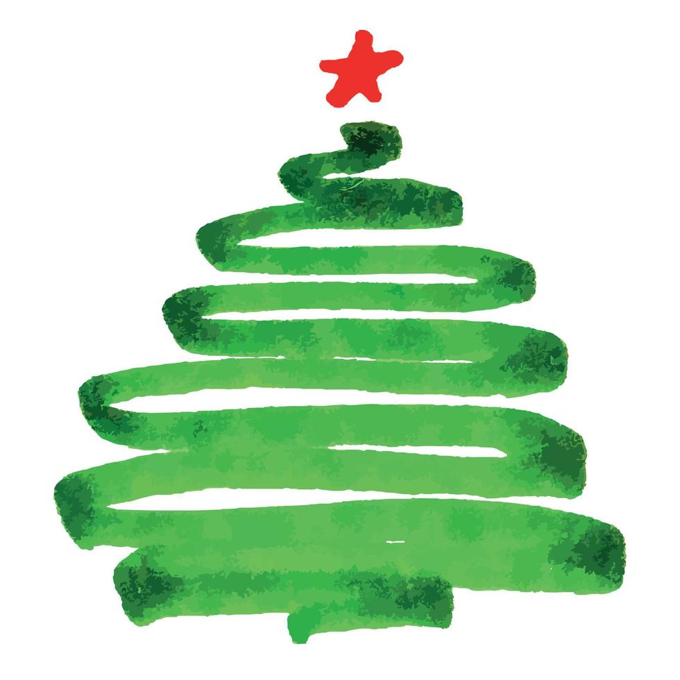 weihnachtsbaum hand gezeichnete illustration isoliert auf weißem hintergrund. Feiertagswinter buntes Vektorgestaltungselement für Karte, Druck, Netz, Design, Dekor vektor