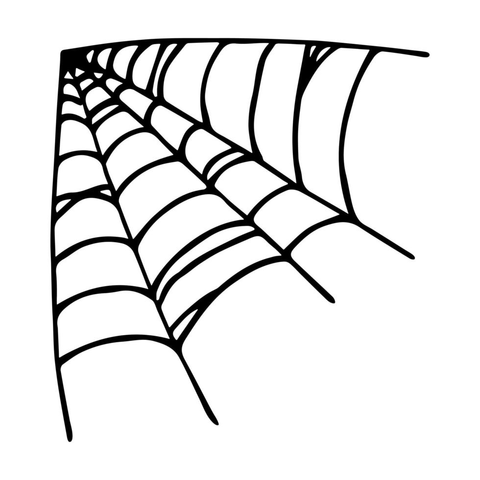 einfache handgezeichnete spinnennetzillustration. süße hauchdünne clipart. Halloween-Doodle für Print, Web, Design, Dekor, Logo vektor