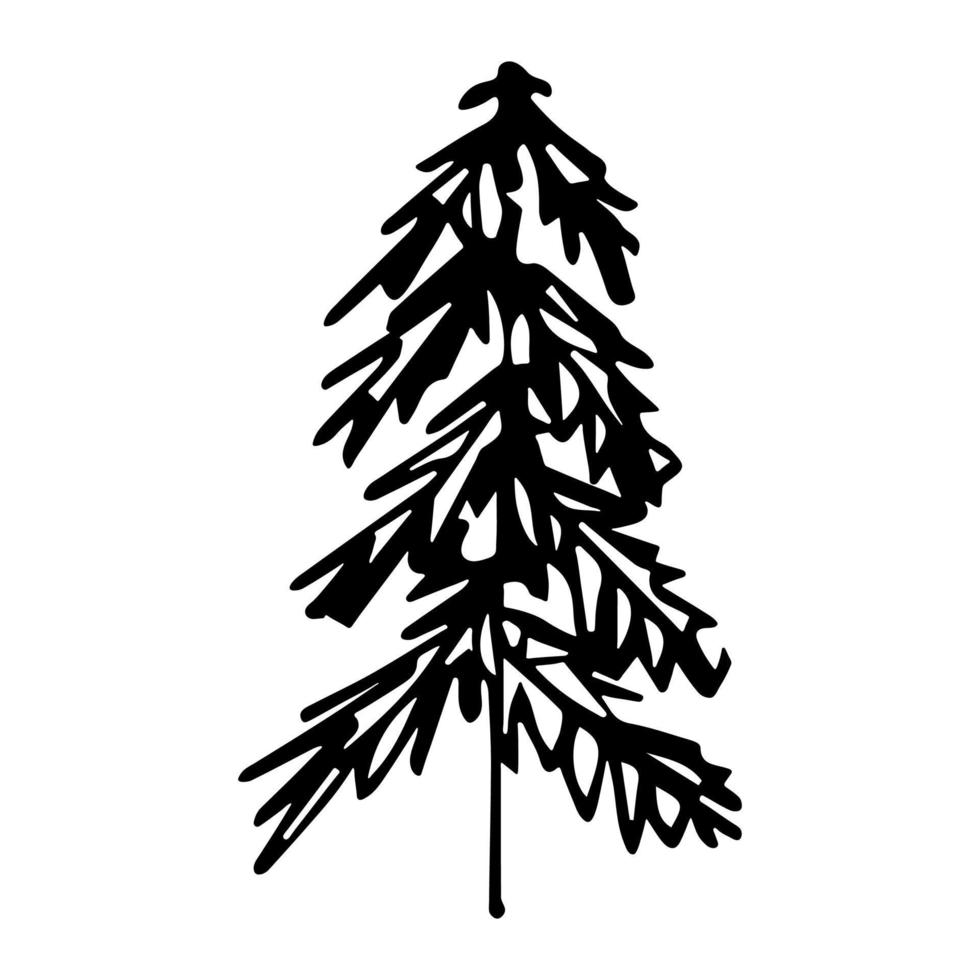 weihnachtsbaum hand gezeichnete illustration isoliert auf weißem hintergrund. Tannen-Doodle-Clipart vektor