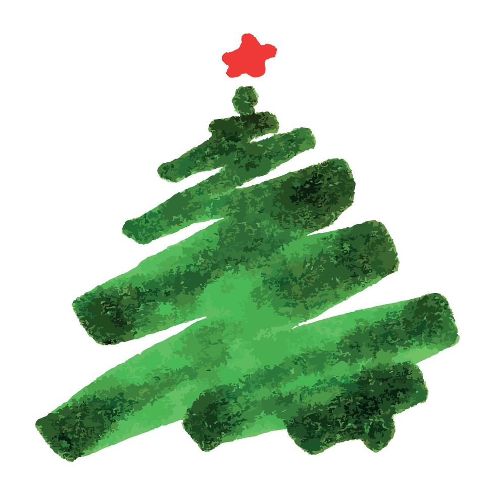 jul träd hand dragen illustration isolerat på vit bakgrund. Semester vinter- färgrik vektor design element för kort, skriva ut, webb, design, dekor