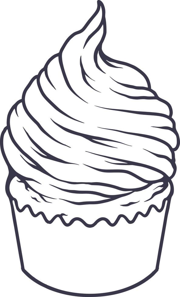 köstliche lustige Cupcake-Illustration monochrom vektor