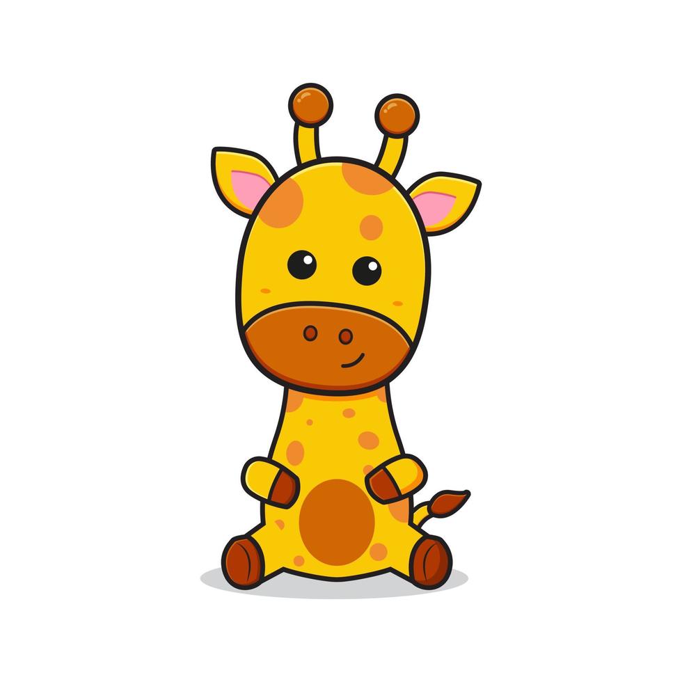 niedliche giraffe sitzt maskottchen charakter cartoon symbol illustration vektor