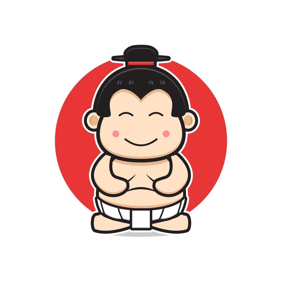 söt sumo maskot karaktär tecknad serie ikon logotyp illustration vektor