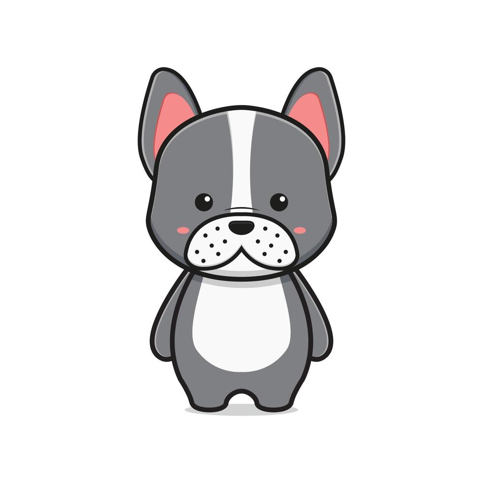 söt franska bulldogg maskot karaktär tecknad serie ikon vektor illustration
