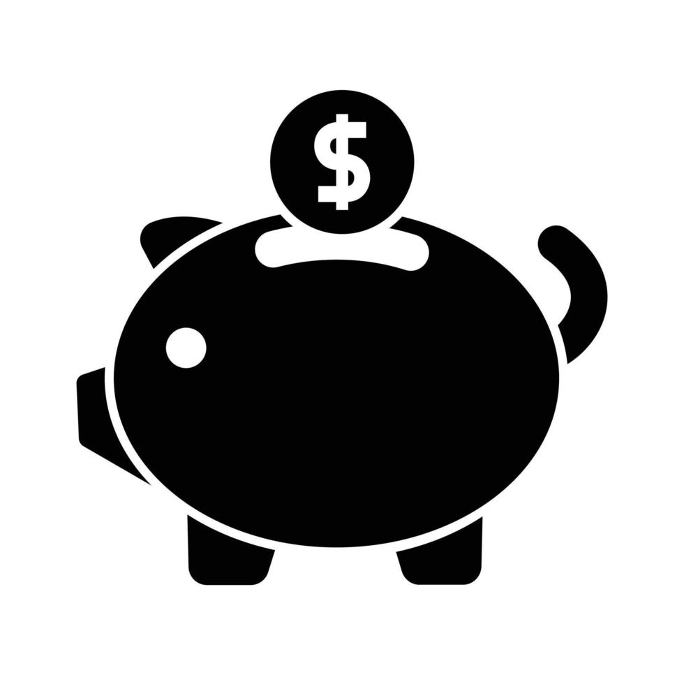 Schwarzes Sparschwein-Symbol, das für Ihr Finanzgeschäft geeignet ist vektor