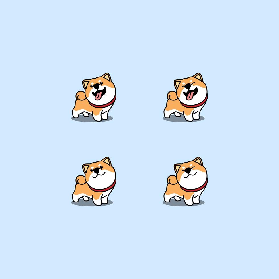 niedliche Shiba Inu Hund Cartoon Set vektor