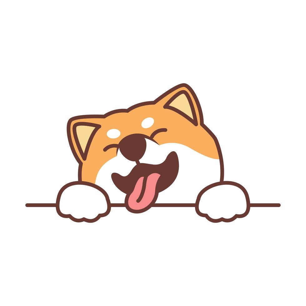 süße Shiba Inu Hund Pfoten über Mauer vektor