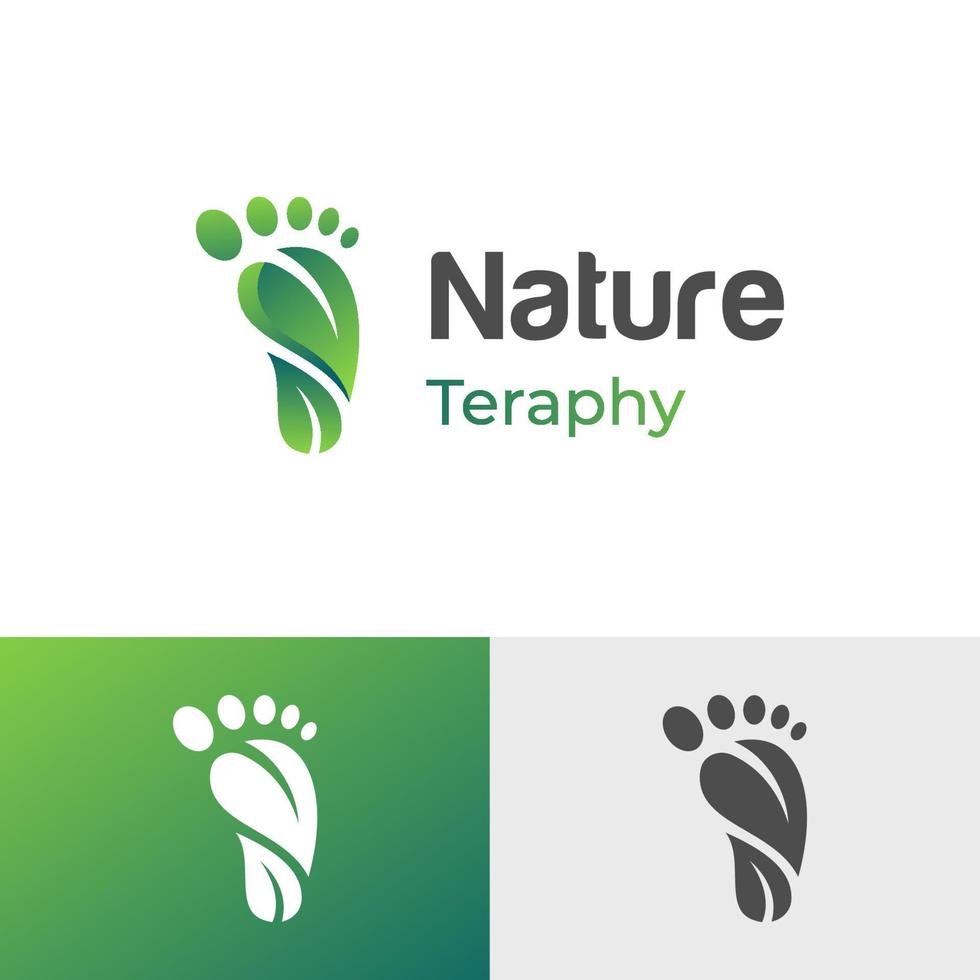 Eco Green Leaf Steps Logo Icon Design, Fußvektorlogo mit Blattkonzept vektor