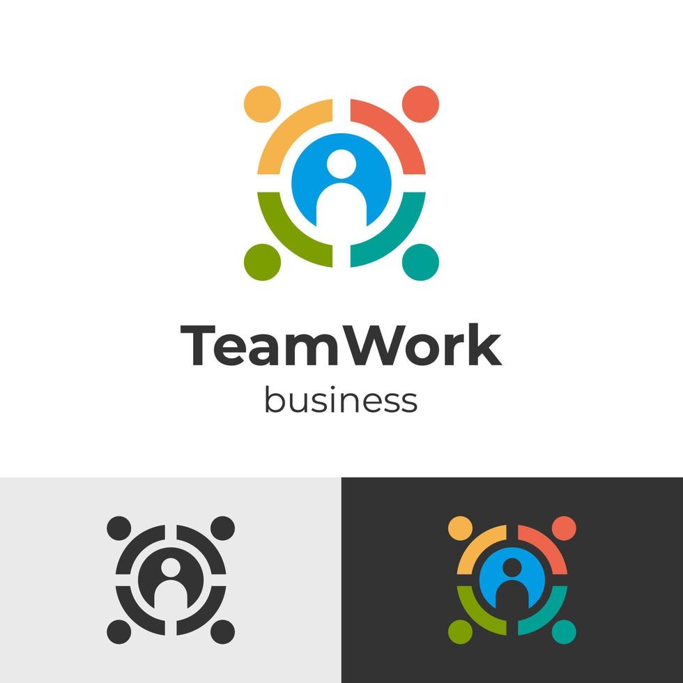 Teamarbeit Geschäft abstrakte Menschen bunte Logo Icon Design, Familie Teamwork Coworking Emblem Zeichen Symbol vektor