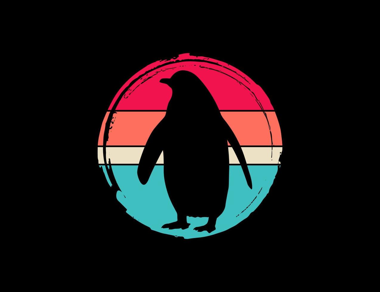 Pinguin-Tier-Retro-Illustration vektor