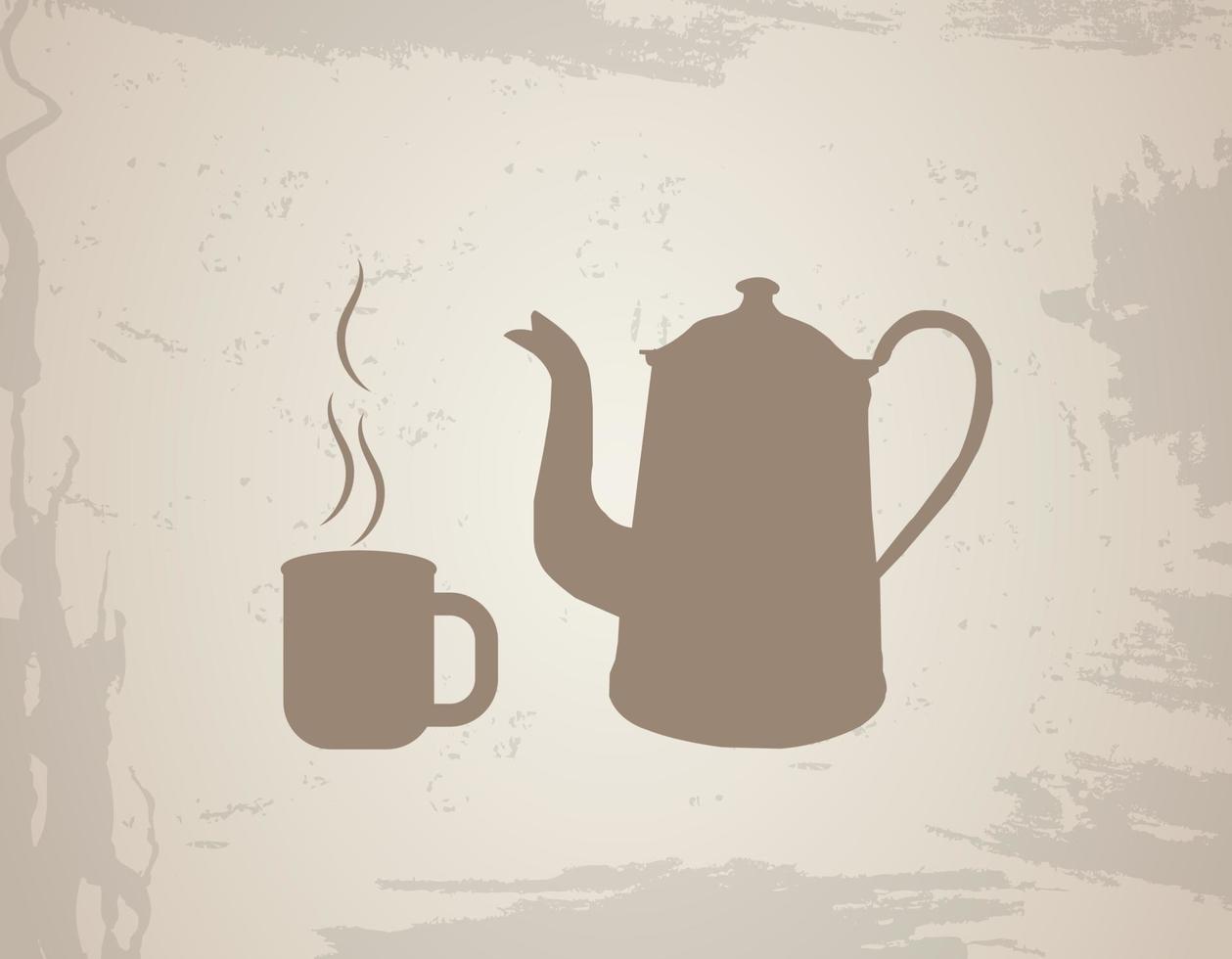 Kaffeekanne und Becher für Kaffee oder Tee vektor
