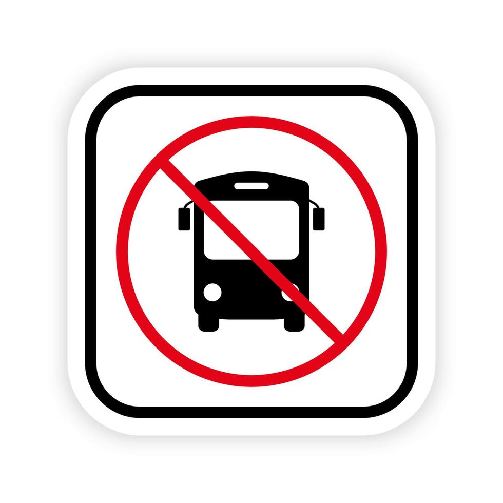 busstationen förbud svart siluett ikon. skolbuss förbjudet piktogram. röd stoppcirkelsymbol. varning ingen stad kollektivtrafik vägskylt. resebuss förbjuden. isolerade vektor illustration.