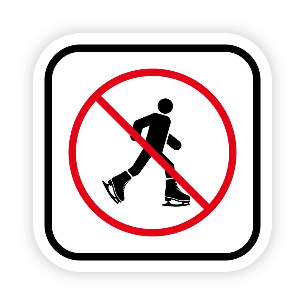 Eiskunstlauf schwarze Silhouette Symbol zu verbieten. Man Skater verbotenes Piktogramm. person im schlittschuhschuh rotes stoppkreissymbol. kein erlaubtes training auf eisbahnschild. isolierte Vektorillustration. vektor