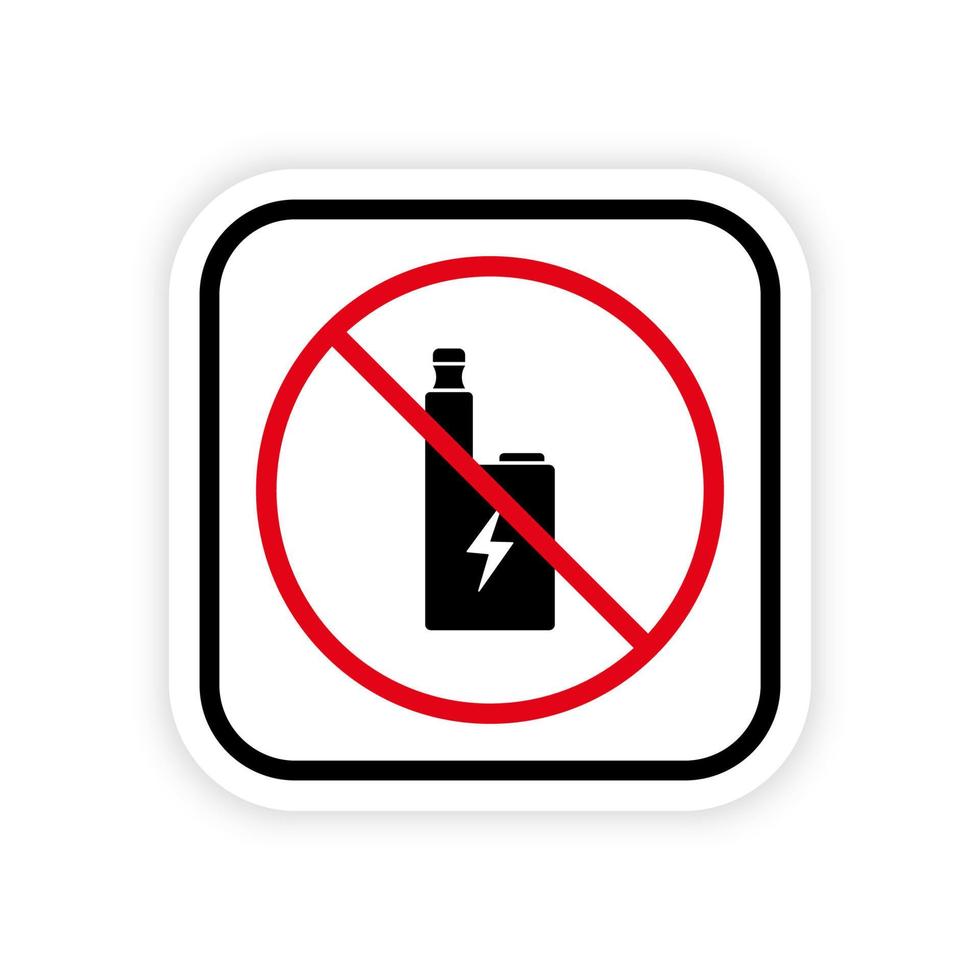 Verbotene elektronische Zigarette schwarze Silhouette Symbol. Dampfen verboten. Stoppen Sie das Rauchen des Vaporizers. Rotes Stoppsymbol. Liquid Vape-Piktogramm verbieten. Nicht-Vape-Warnzeichen. isolierte Vektorillustration. vektor