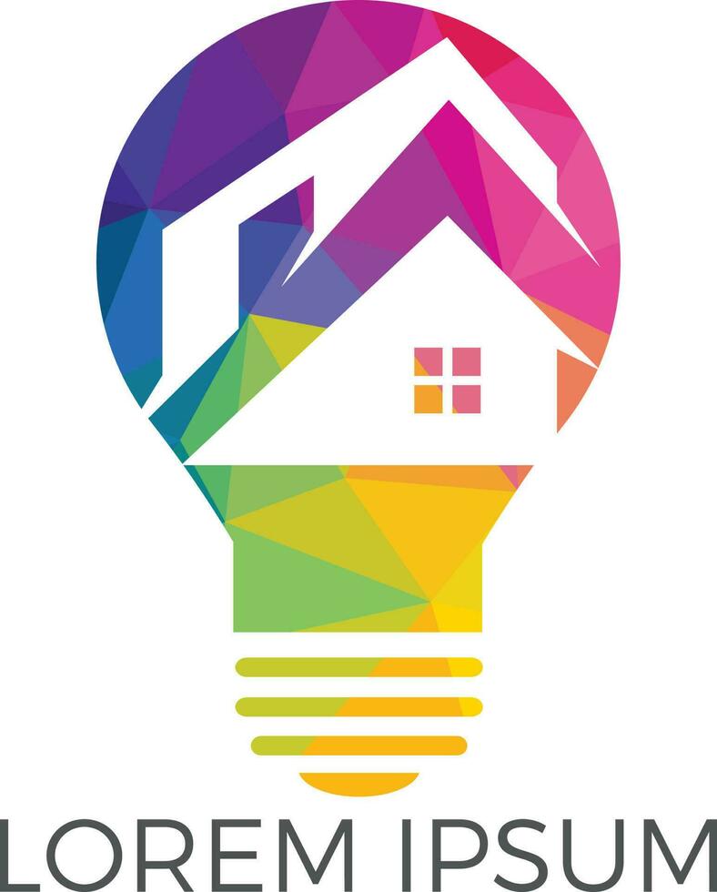 smart hus logotyp design. ljus Glödlampa med hus logotyp. begrepp för smart intellektuell hus. vektor
