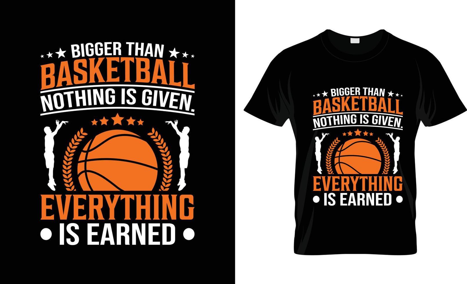 Basketball-T-Shirt-Design, Basketball-T-Shirt-Slogan und Bekleidungsdesign, größer als Basketball, nichts wird Basketball-Typografie, Basketball-Vektor, Basketball-Illustration gegeben vektor