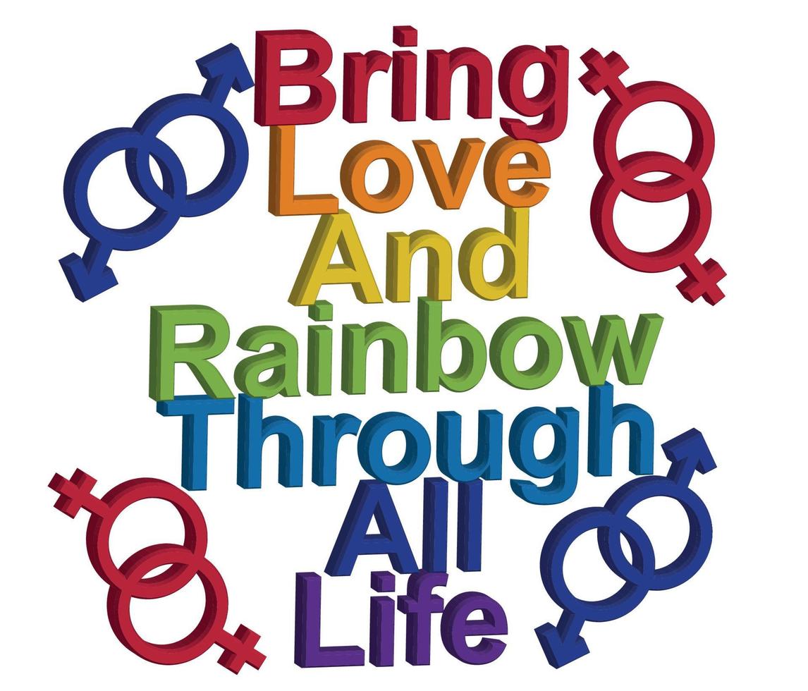 HBTQ begrepp, motiverande fras i de färger av de regnbåge. kärlek vektor