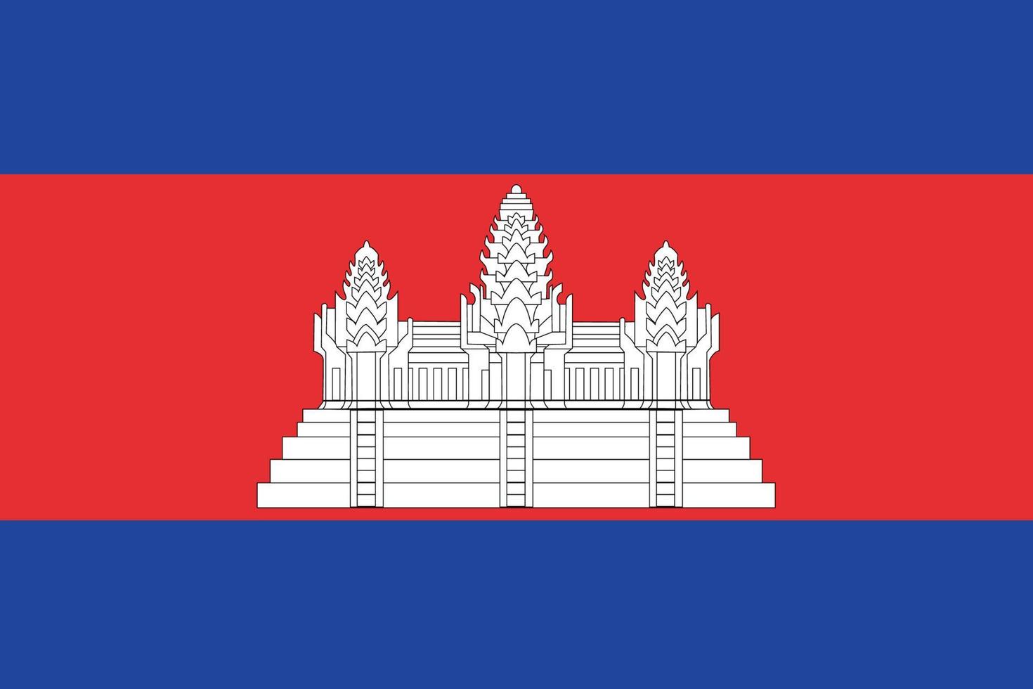flagga av kambodja. exakt mått, element proportioner och färger vektor