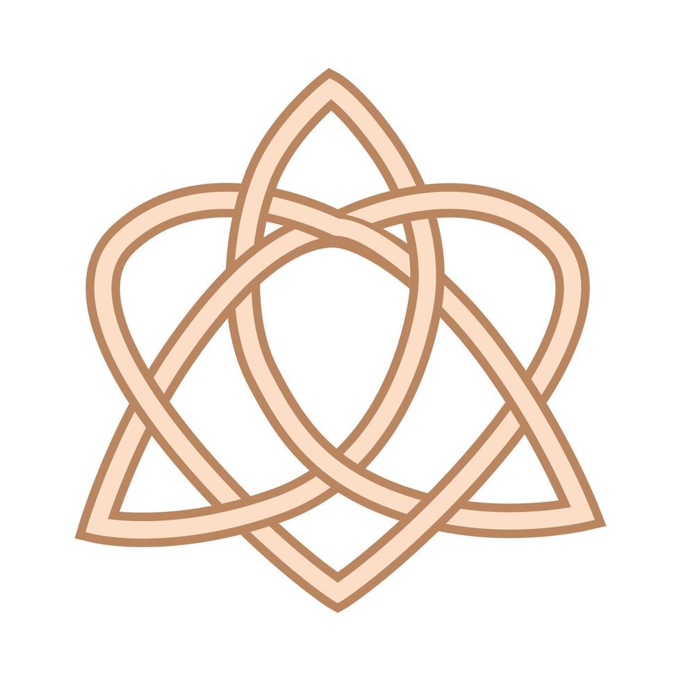 triquetra herz keltischer endloser knoten, ein slawisches symbol, das mit skandinavischen mustern verziert ist. beige trendy vektor