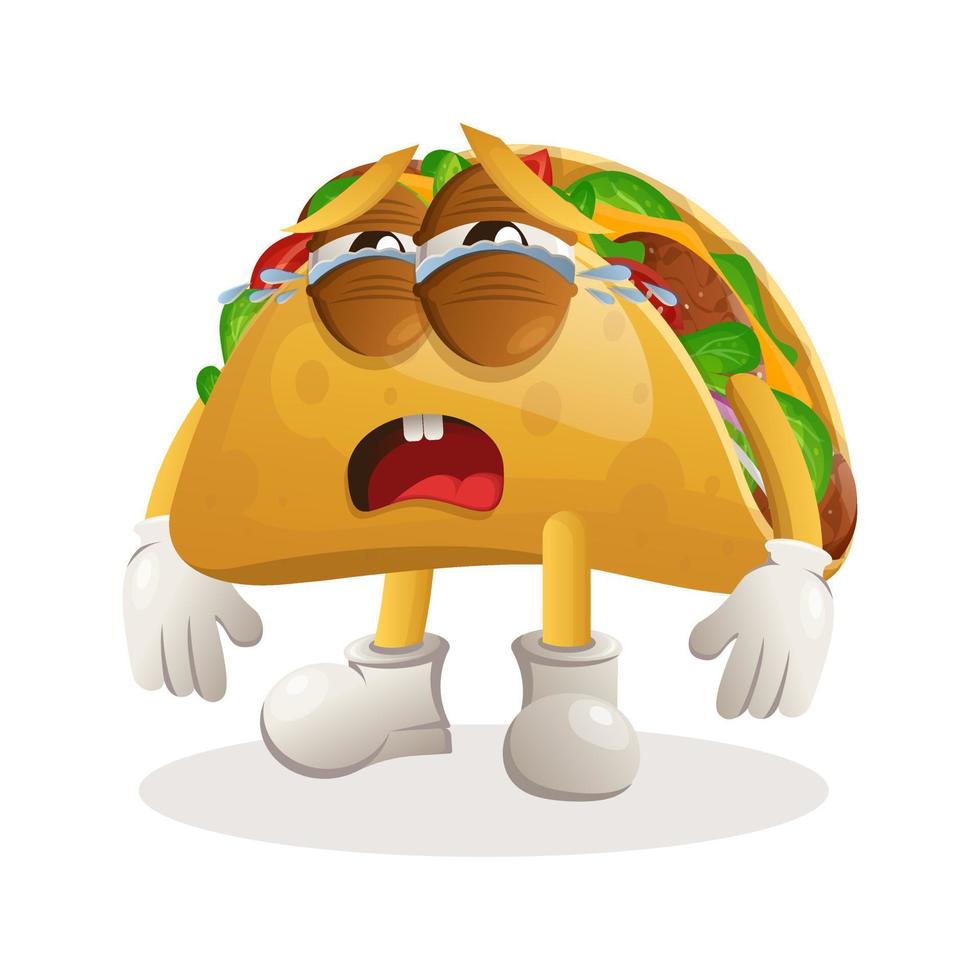 söt taco maskot gråt vektor