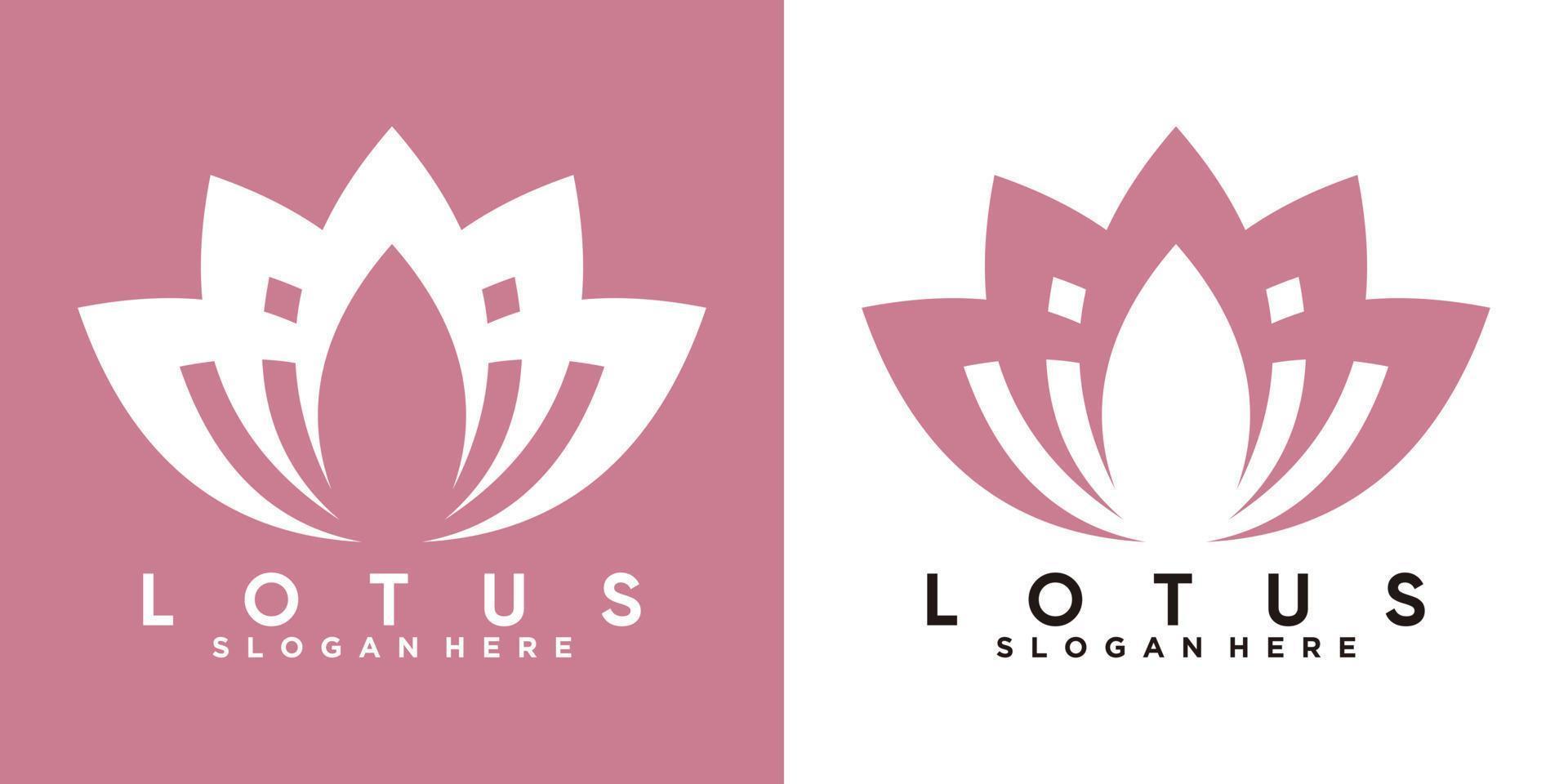 Lotus-Logo-Design mit kreativem Konzept vektor