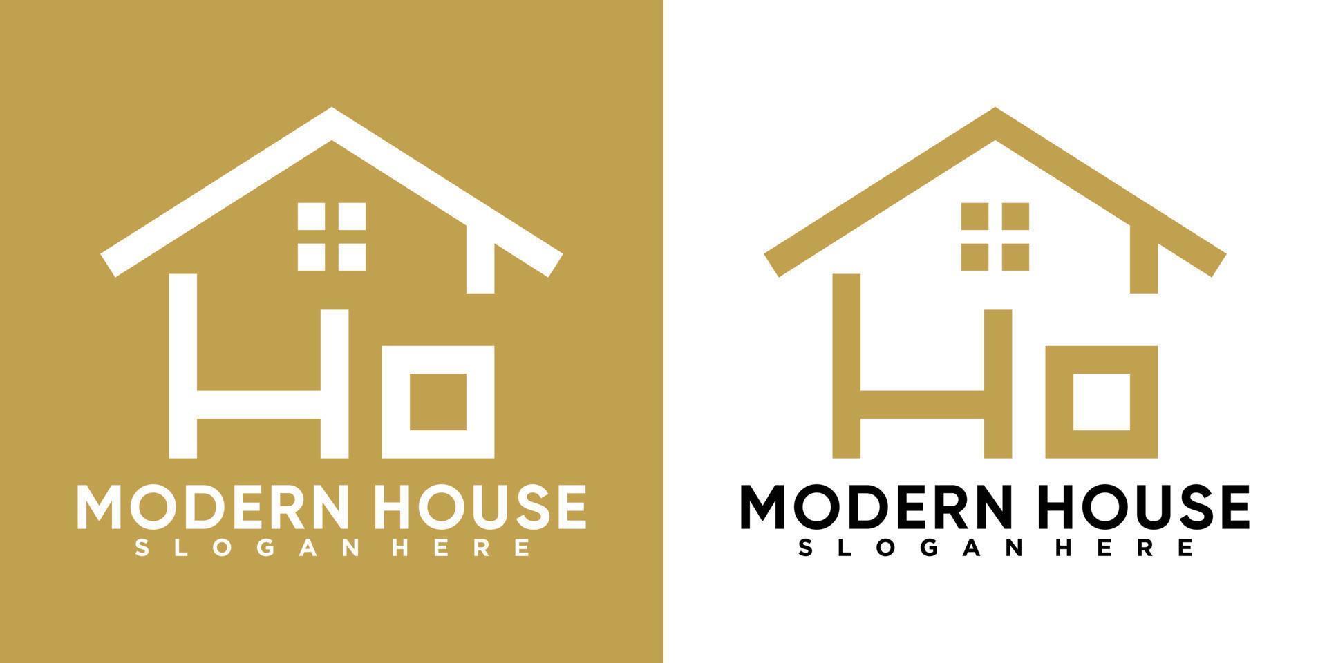 modern hus logotyp design med kreativ begrepp vektor