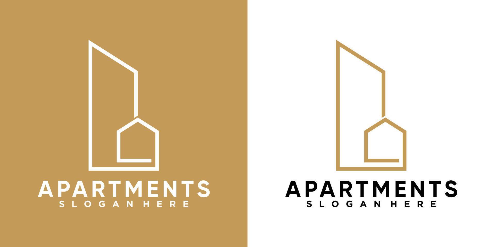 Apartments-Logo-Design mit Stil und kreativem Konzept vektor