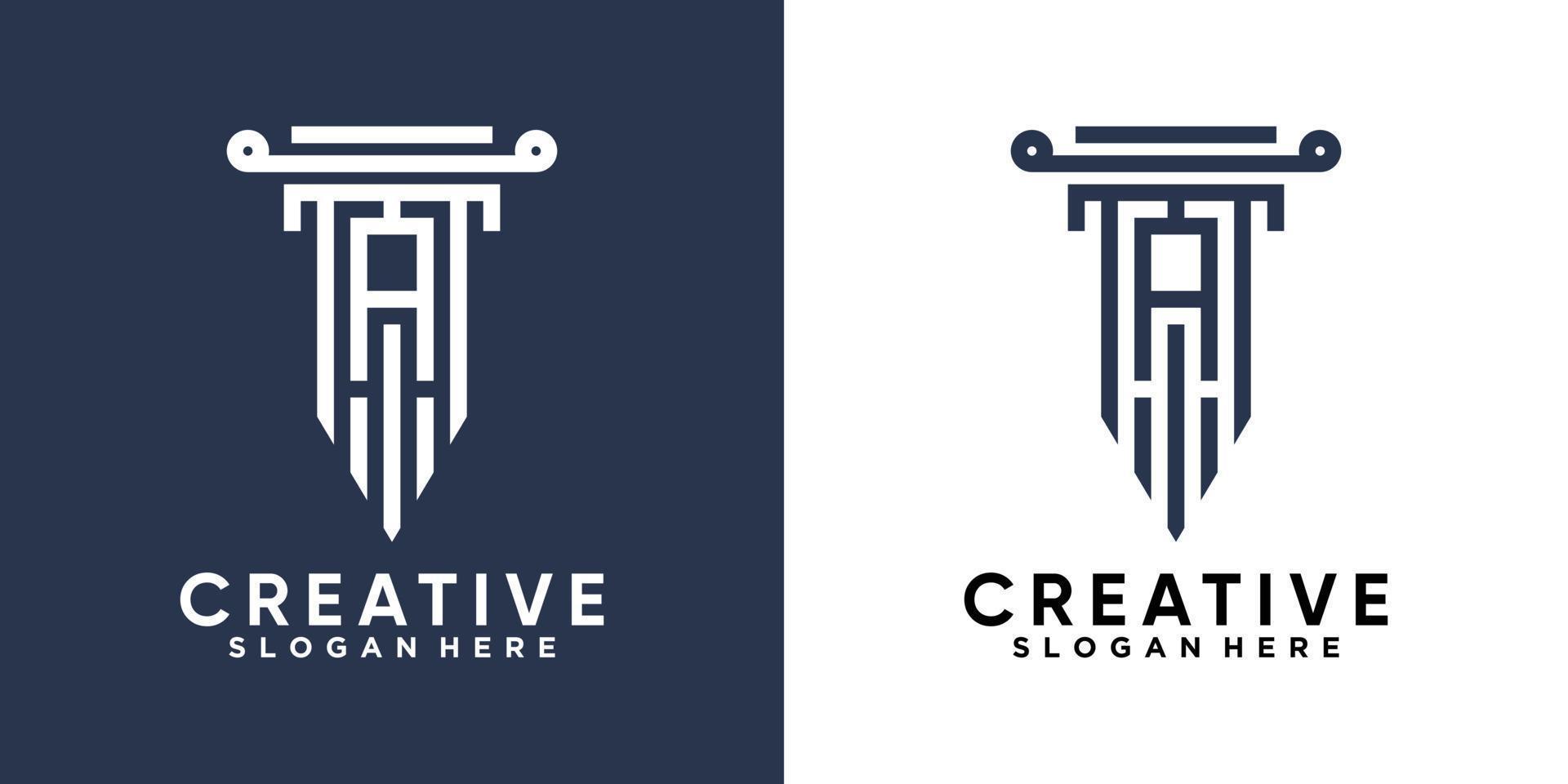 Säule und letzteres ein Logodesign mit kreativem Konzept vektor