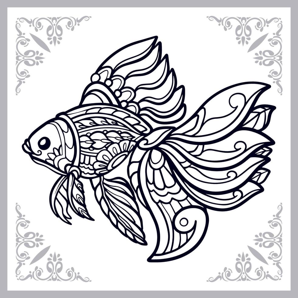 guldfisk mandala konst isolerat på vit bakgrund vektor