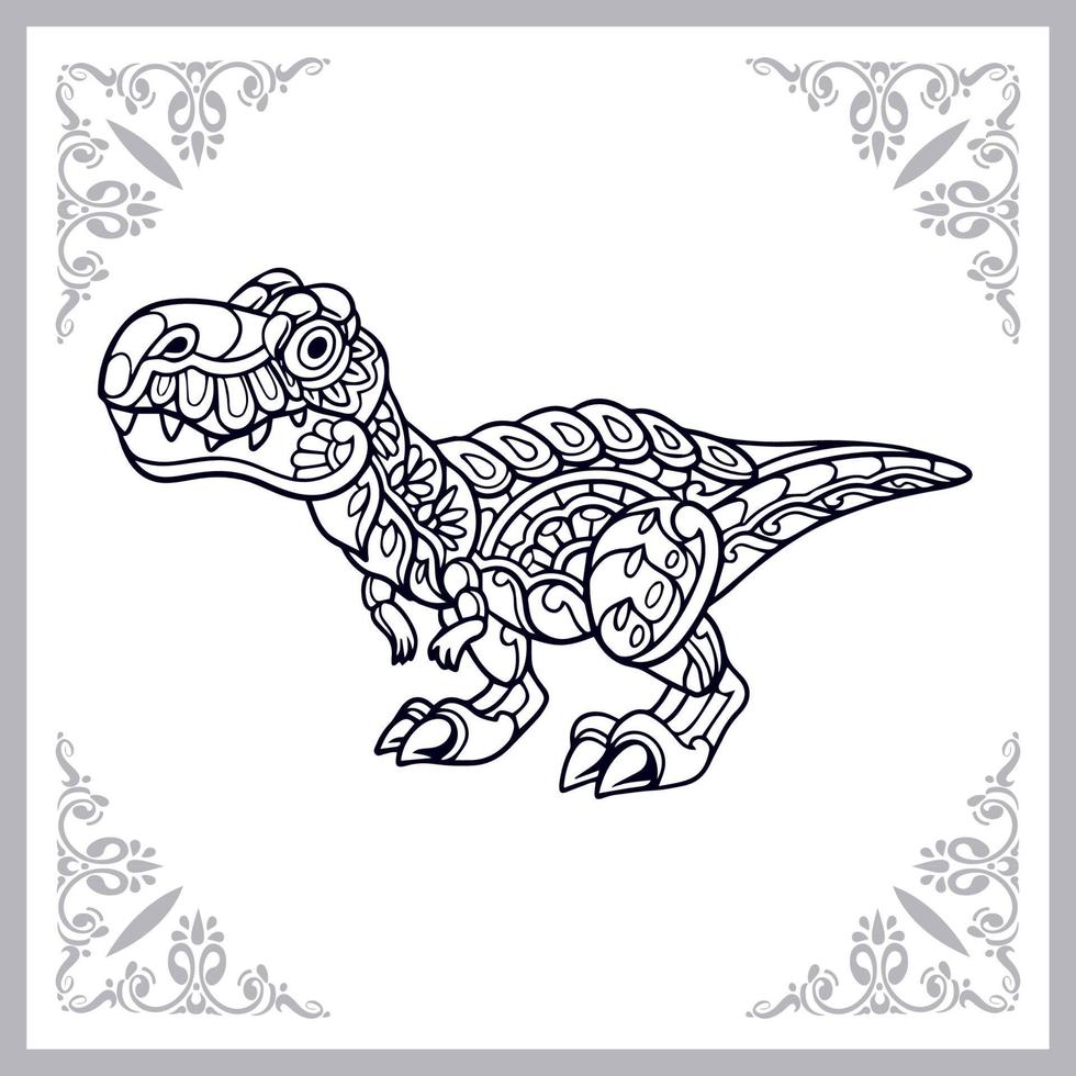 Tyrannosaurus rex Mandala-Kunst isoliert auf weißem Hintergrund vektor