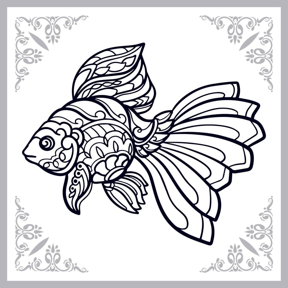 Goldfisch-Mandala-Kunst isoliert auf weißem Hintergrund vektor