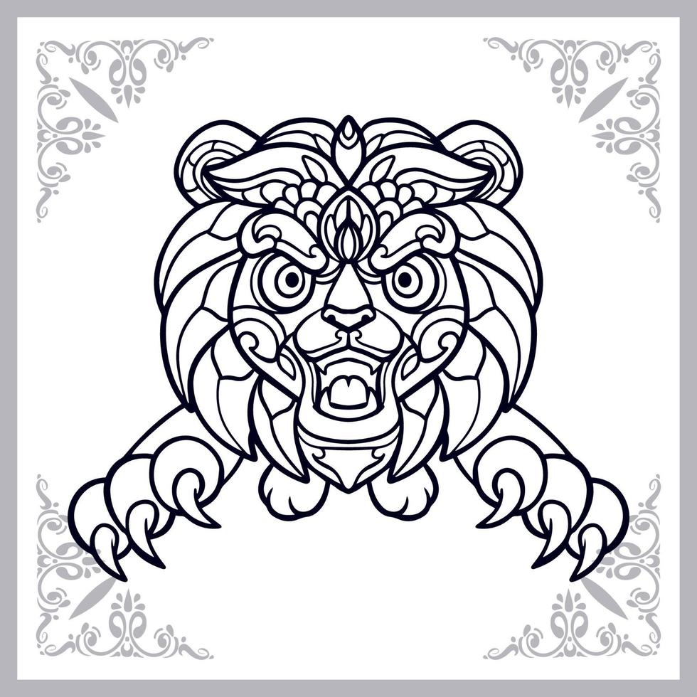 Löwe-Mandala-Kunst isoliert auf weißem Hintergrund vektor