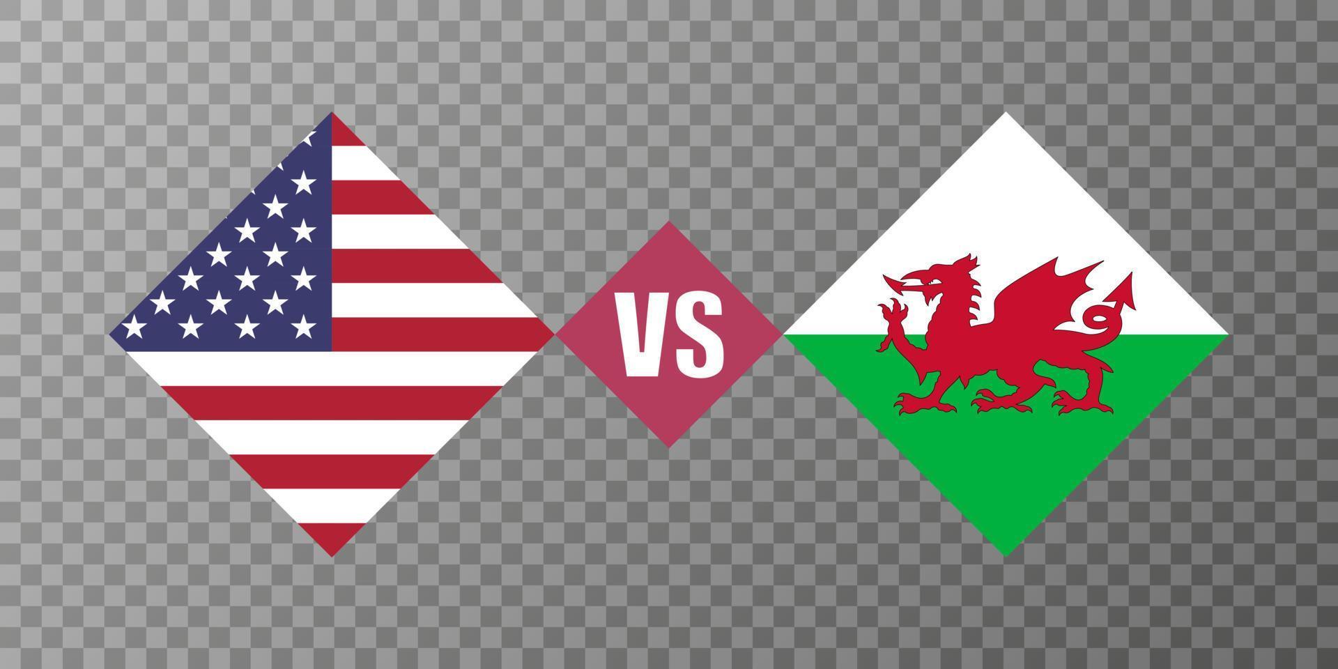 wales gegen usa-flaggenkonzept. Vektor-Illustration. vektor