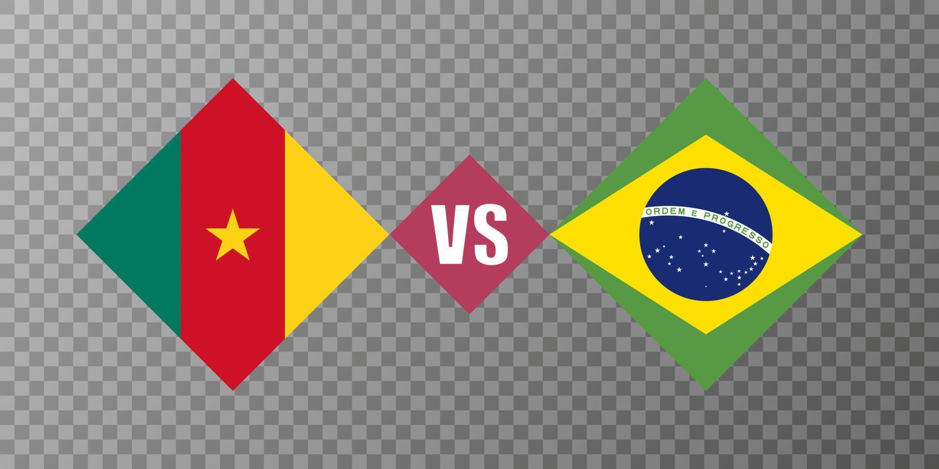 Kamerun vs Brasilien flagga koncept. vektor illustration.