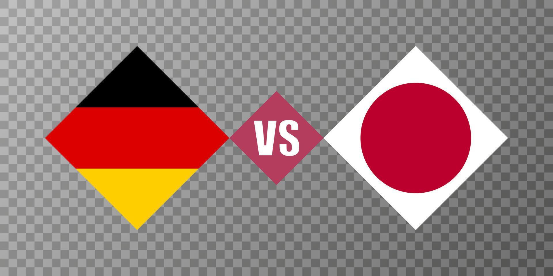 Tyskland vs Japan flagga koncept. vektor illustration.