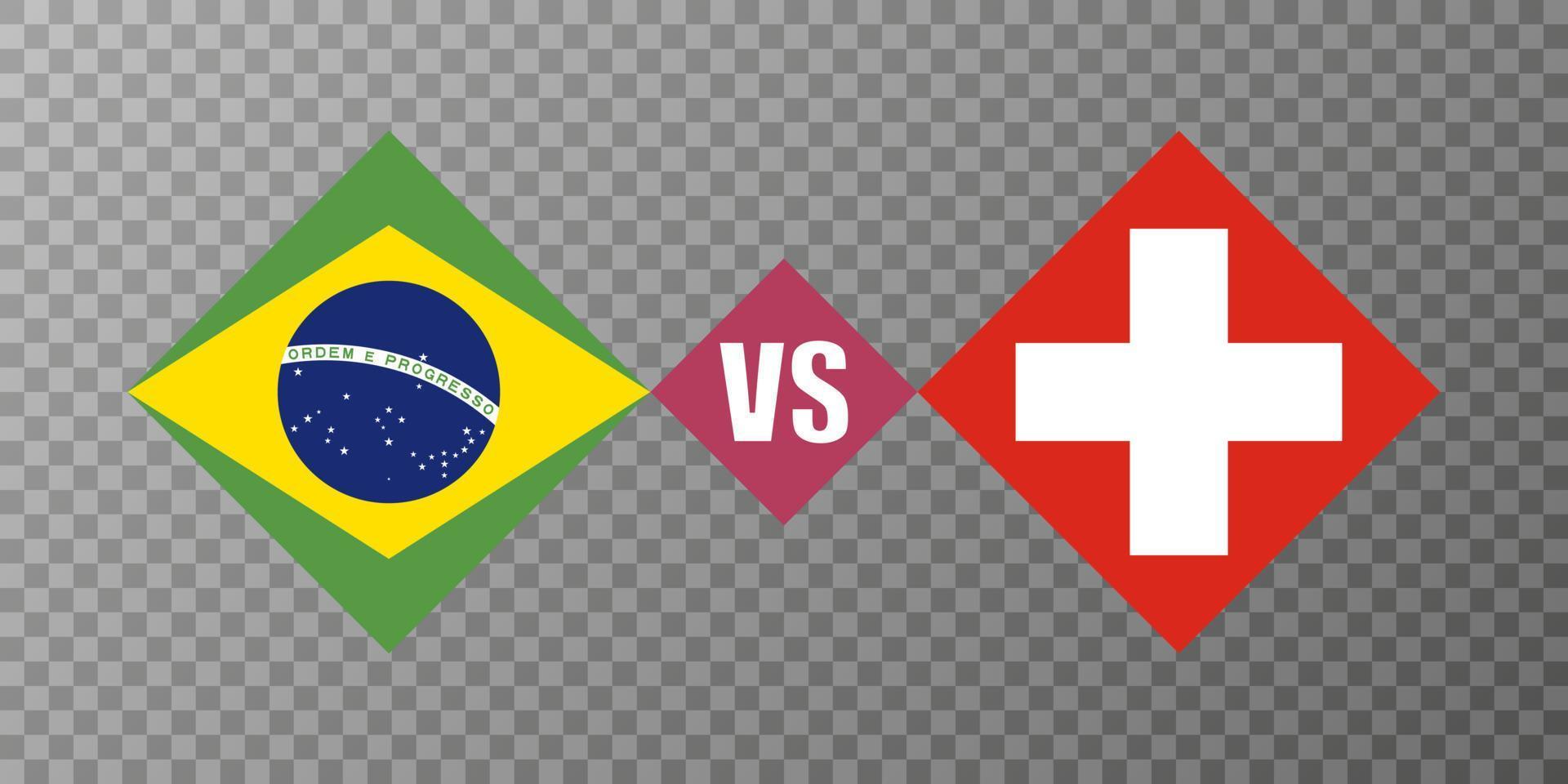 Brasilien vs Schweiz flagga koncept. vektor illustration.