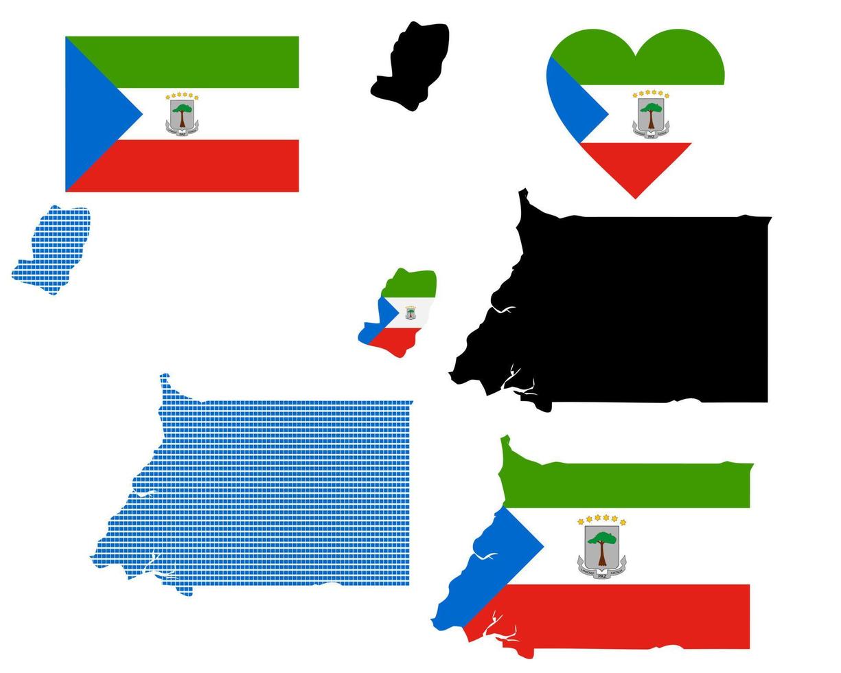 Karta och flagga av ekvatorial guinea symbol på en vit bakgrund vektor