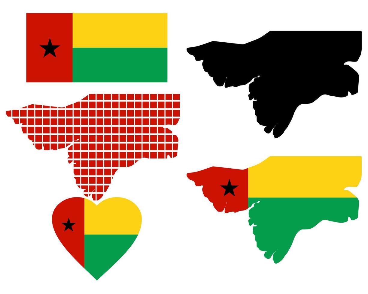 Karte von Guinea-Bissau und die verschiedenen Arten von Zeichen auf weißem Hintergrund vektor