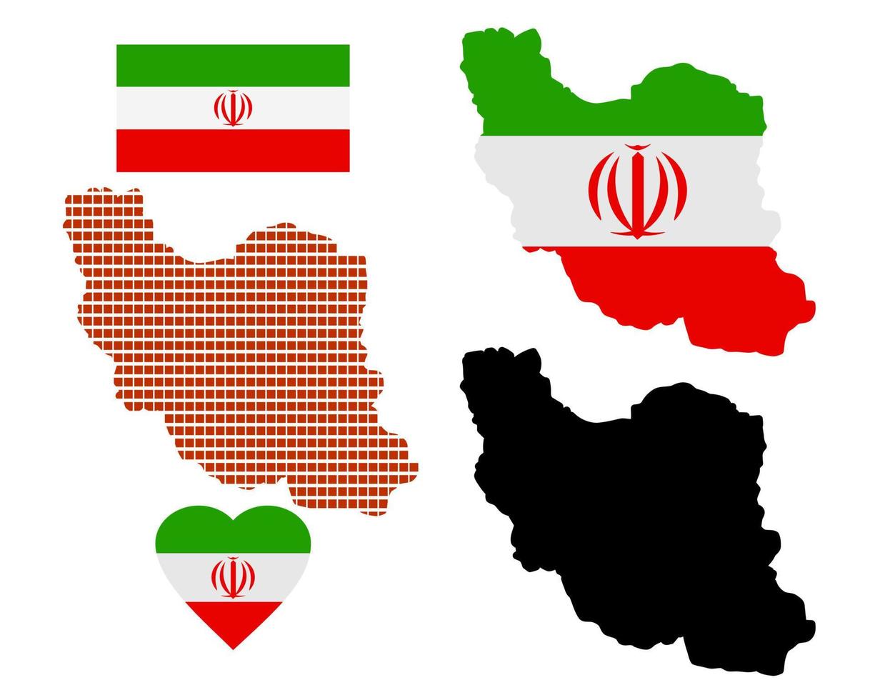 Karte des Iran und verschiedene Arten von Symbolen auf weißem Hintergrund vektor