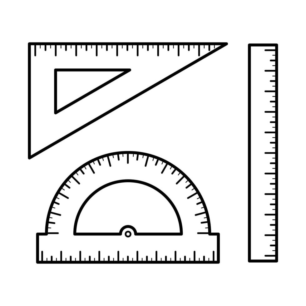 Reihe von Herrschersymbolen. Schreibwaren für die Schule isoliert auf weißem Hintergrund. Kollektion im trendigen Line-Style. Vektor-Illustration. vektor