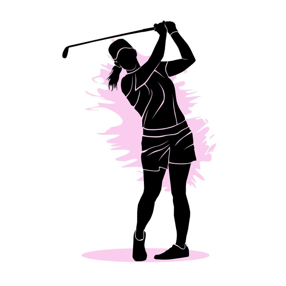 Silhouette einer Frau, die Golf spielt. Vektor-Illustration vektor