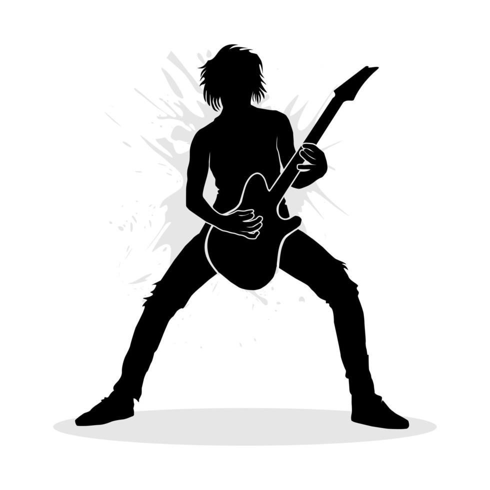 schwarze Silhouette des Rockgitarristen. Vektor-Illustration vektor