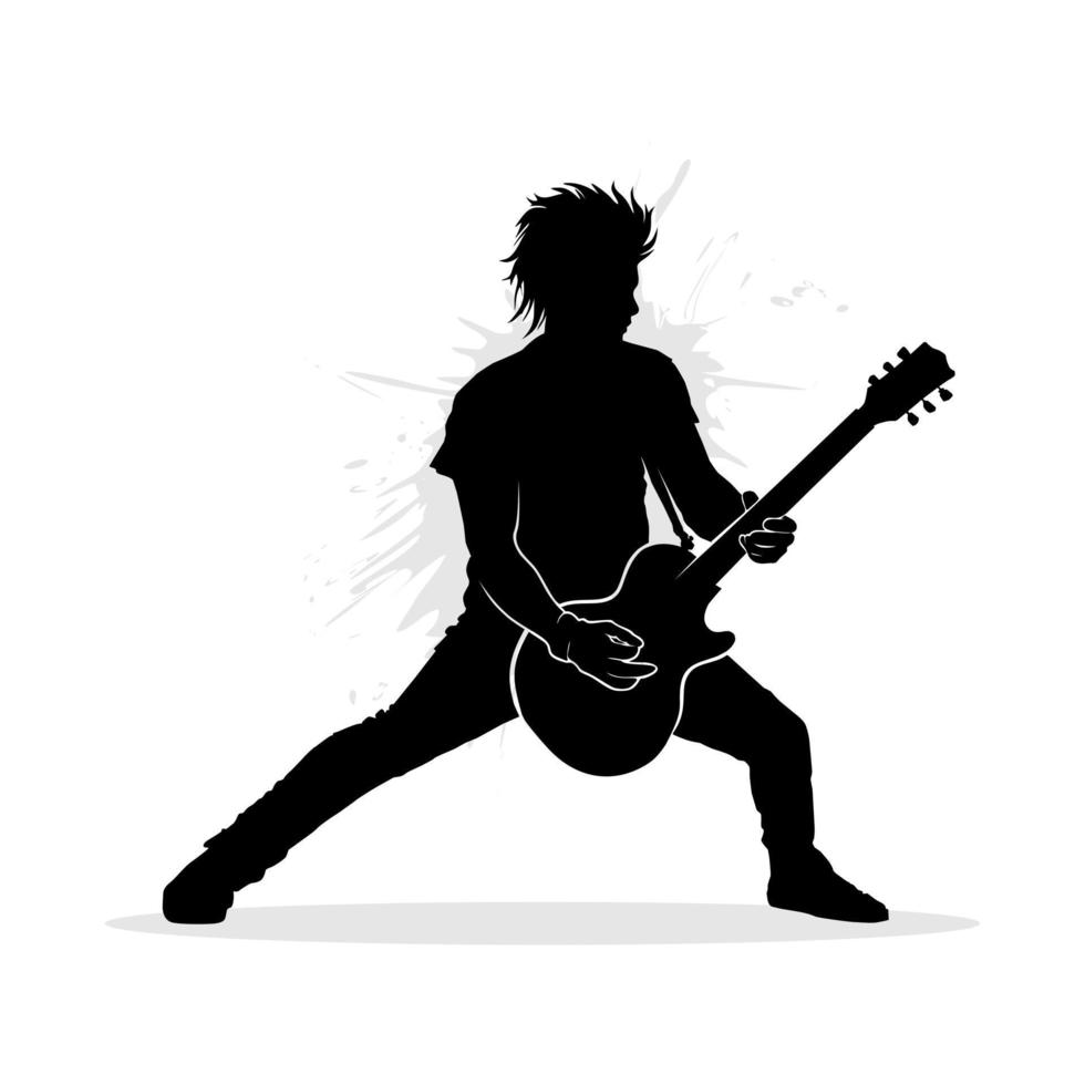 silhuett av sten musik gitarrist. vektor illustration