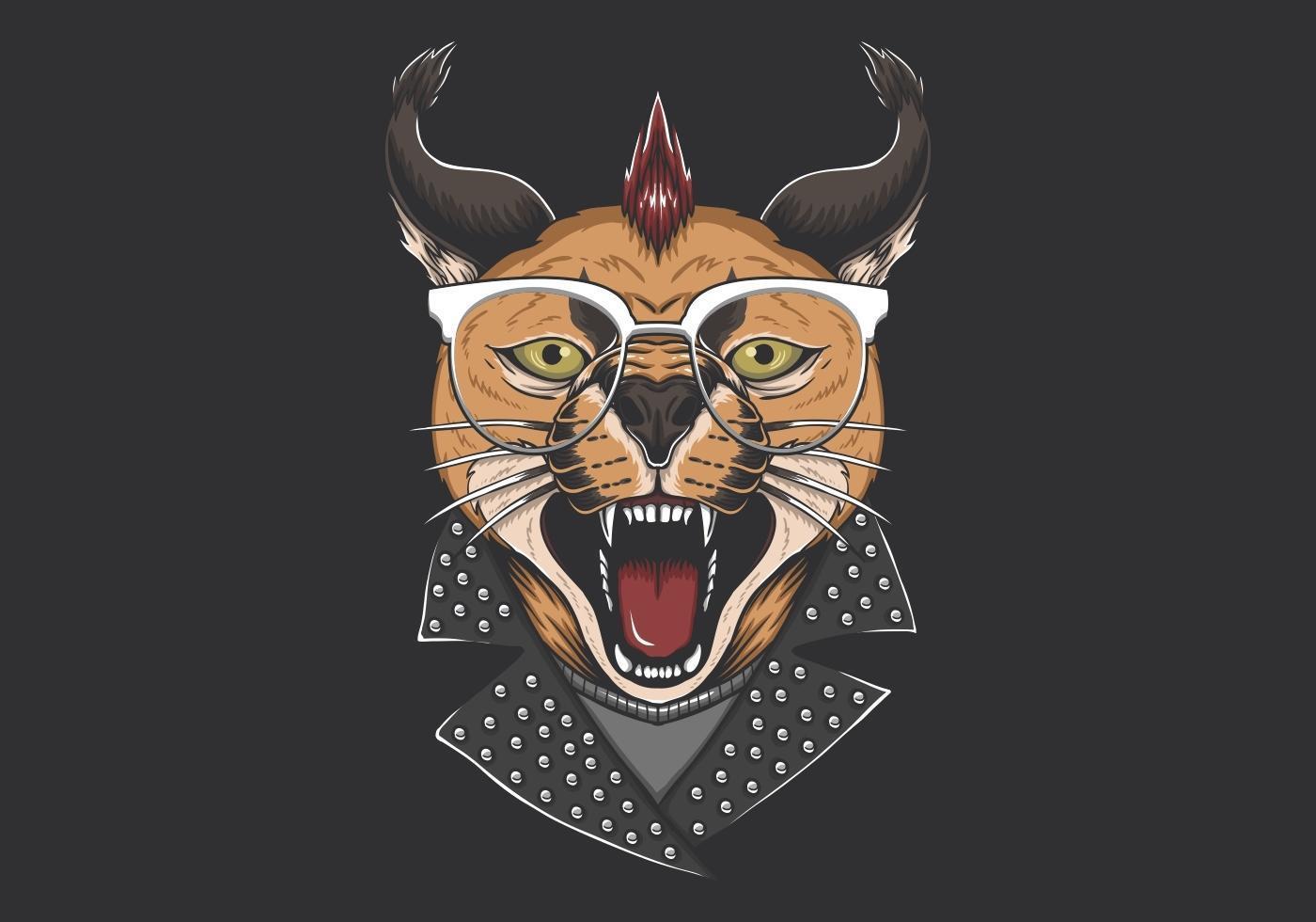 Caracal Cat Punk Kopf vektor