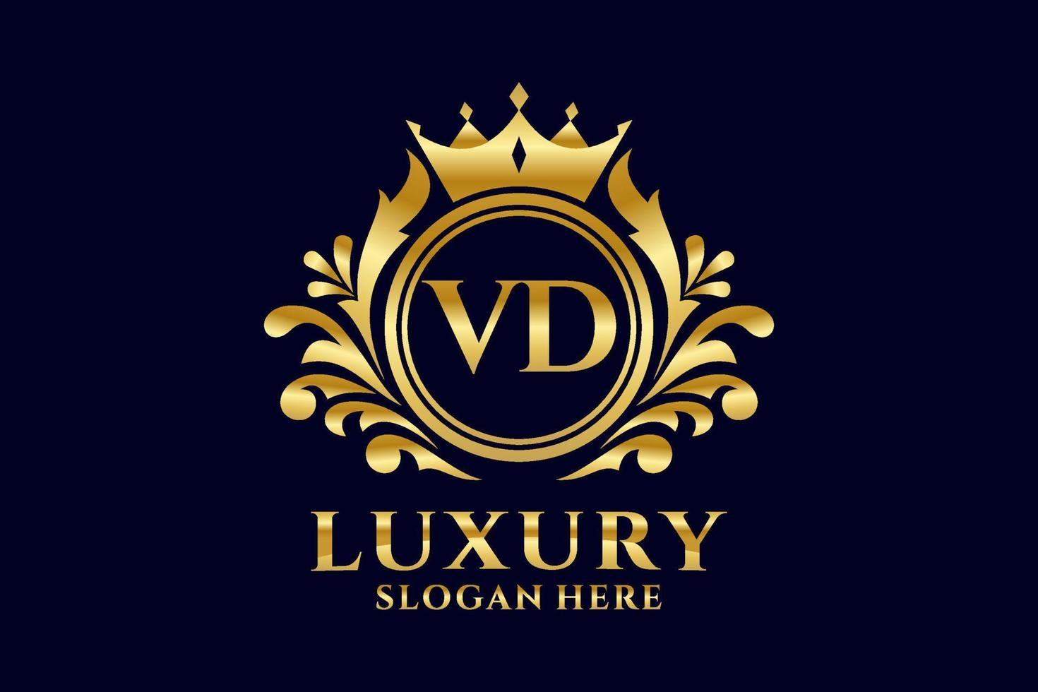 Royal Luxury Logo-Vorlage mit anfänglichem VD-Buchstaben in Vektorgrafiken für luxuriöse Branding-Projekte und andere Vektorillustrationen. vektor