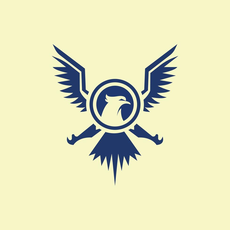 abstraktes Adlerkopf-Logo-Symbol mit breiten Flügeln vektor