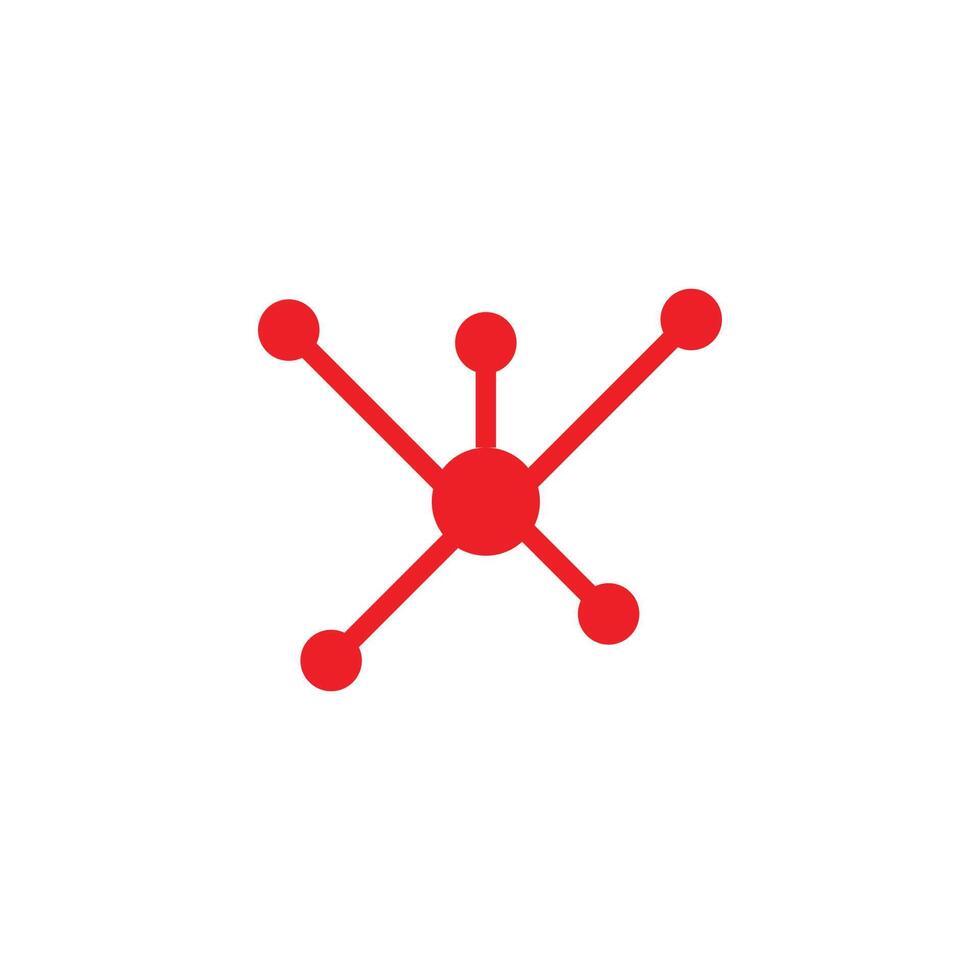 eps10 rotes Vektor Business Network Line Art Symbol isoliert auf weißem Hintergrund. Verbindungsstruktur-Umrisssymbol in einem einfachen, flachen, trendigen, modernen Stil für Ihr Website-Design, Logo und mobile App